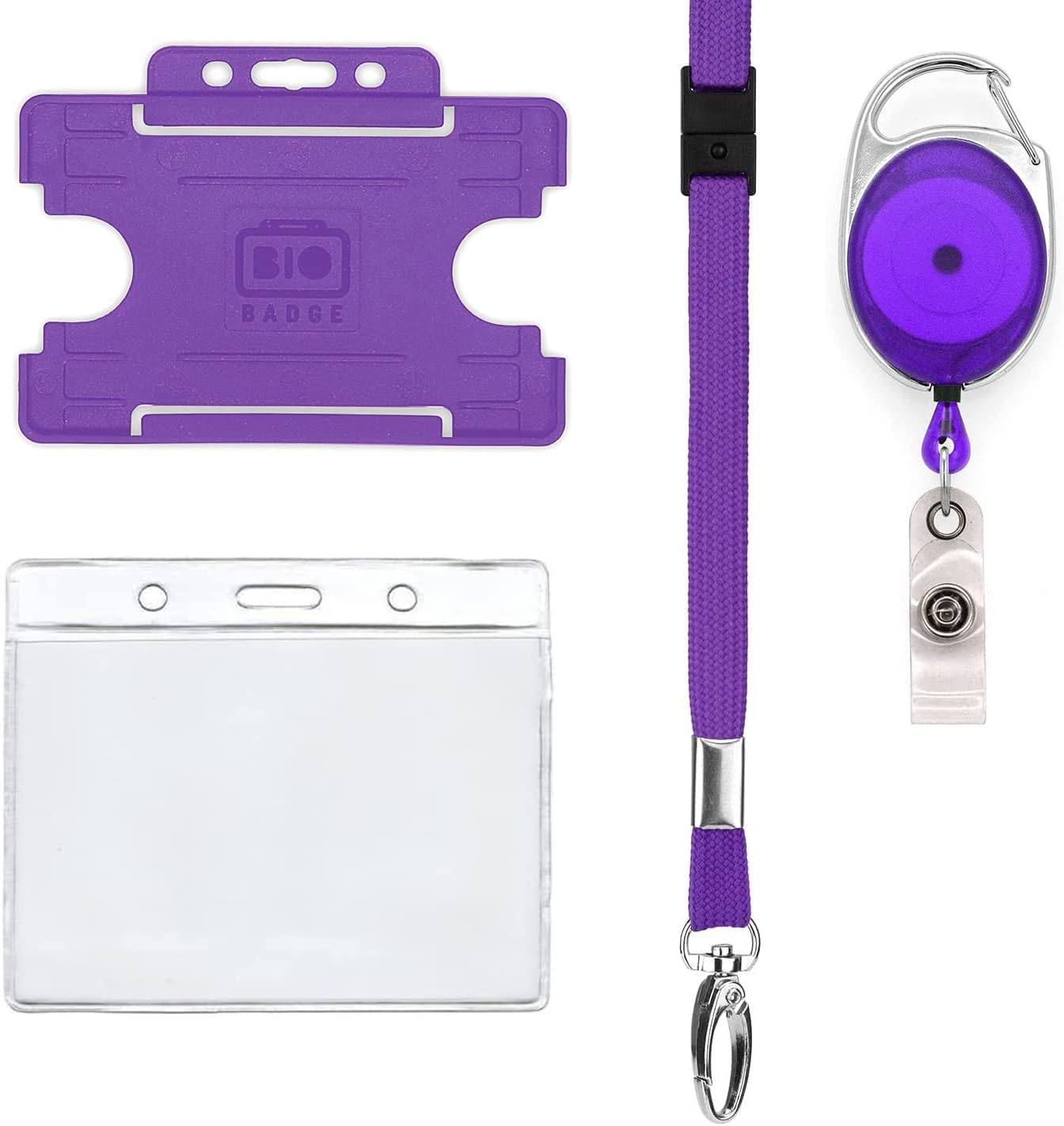 Purple 4 piece lanyards with card holder